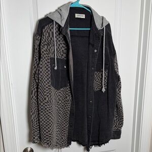 The POST Black and Gray Checkered Hooded Jacket